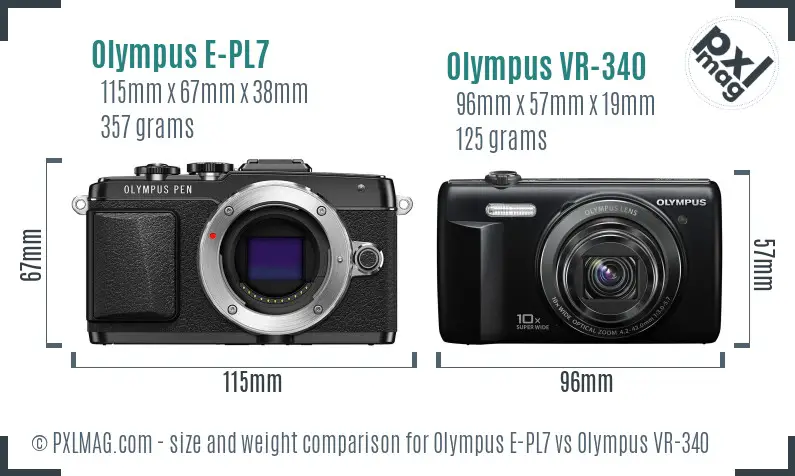 Olympus E-PL7 vs Olympus VR-340 size comparison