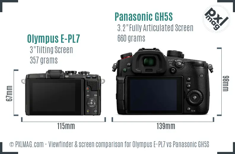 Olympus E-PL7 vs Panasonic GH5S Screen and Viewfinder comparison