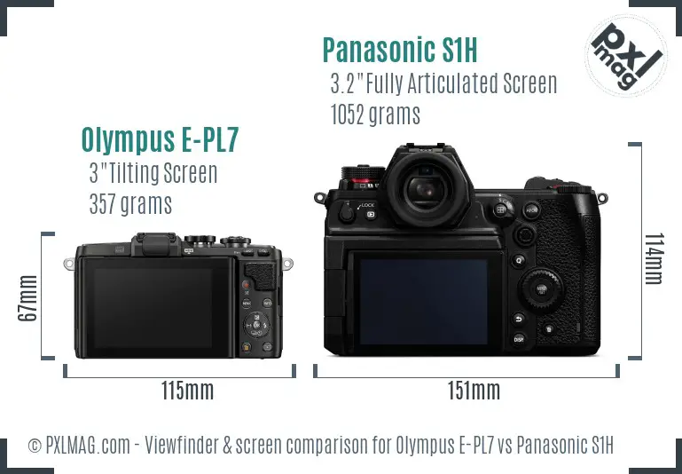 Olympus E-PL7 vs Panasonic S1H Screen and Viewfinder comparison