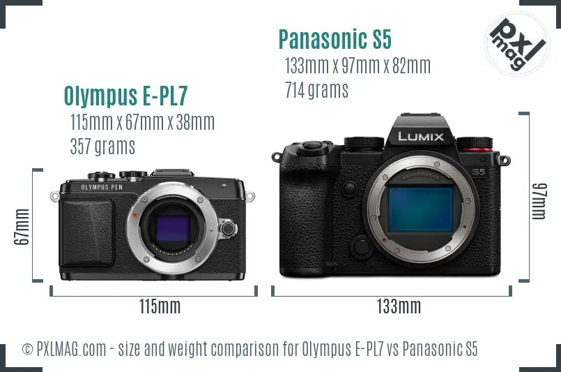 Olympus E-PL7 vs Panasonic S5 size comparison