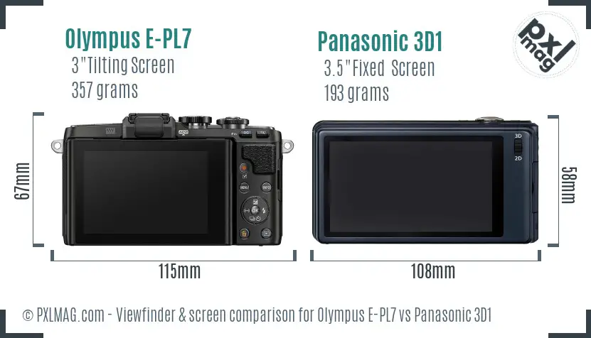 Olympus E-PL7 vs Panasonic 3D1 Screen and Viewfinder comparison
