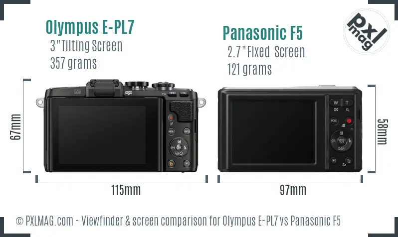 Olympus E-PL7 vs Panasonic F5 Screen and Viewfinder comparison
