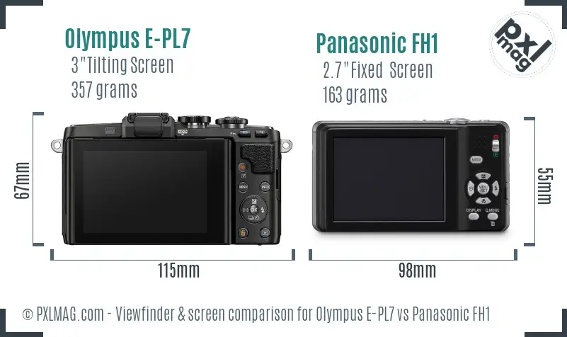 Olympus E-PL7 vs Panasonic FH1 Screen and Viewfinder comparison