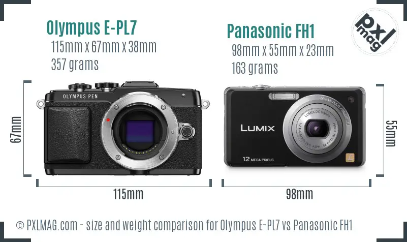 Olympus E-PL7 vs Panasonic FH1 size comparison