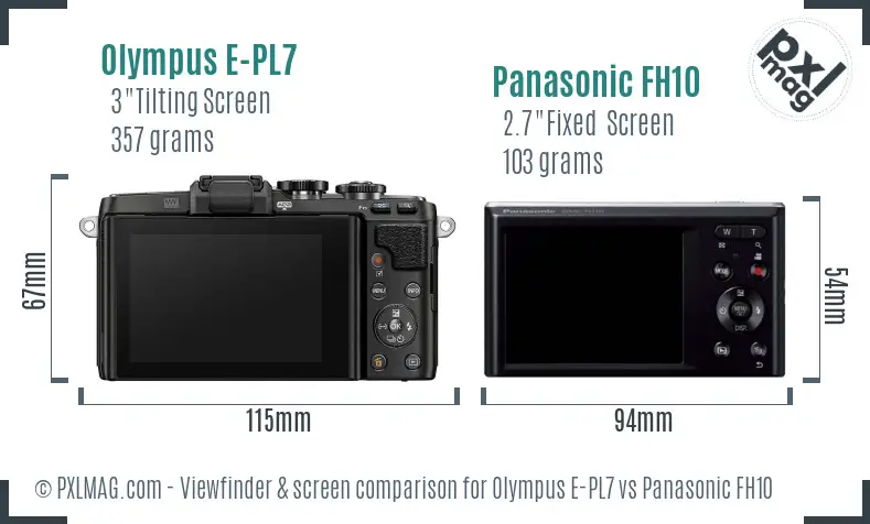 Olympus E-PL7 vs Panasonic FH10 Screen and Viewfinder comparison