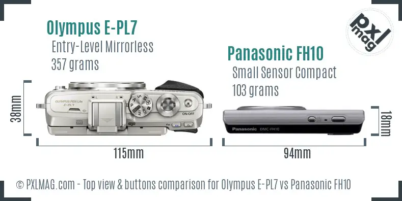 Olympus E-PL7 vs Panasonic FH10 top view buttons comparison
