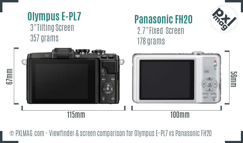 Olympus E-PL7 vs Panasonic FH20 Screen and Viewfinder comparison