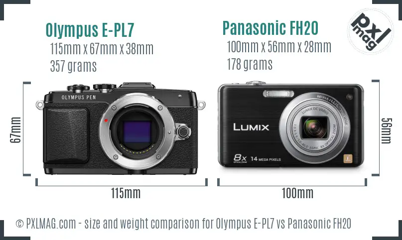 Olympus E-PL7 vs Panasonic FH20 size comparison