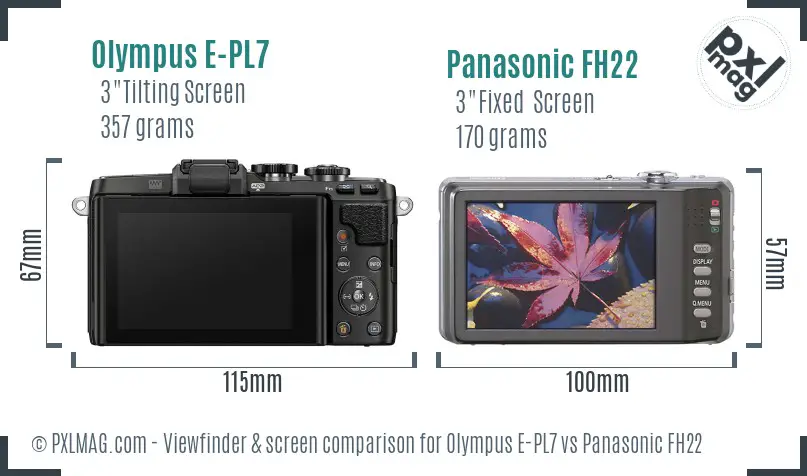 Olympus E-PL7 vs Panasonic FH22 Screen and Viewfinder comparison