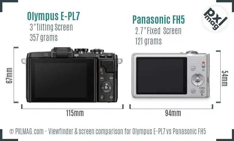 Olympus E-PL7 vs Panasonic FH5 Screen and Viewfinder comparison