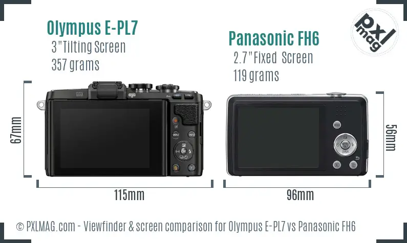 Olympus E-PL7 vs Panasonic FH6 Screen and Viewfinder comparison