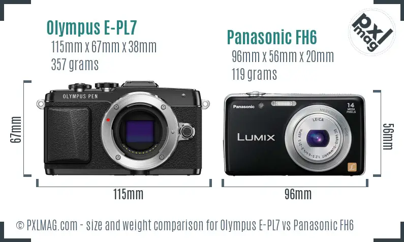 Olympus E-PL7 vs Panasonic FH6 size comparison