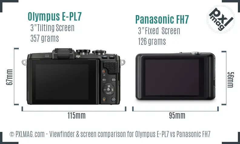 Olympus E-PL7 vs Panasonic FH7 Screen and Viewfinder comparison