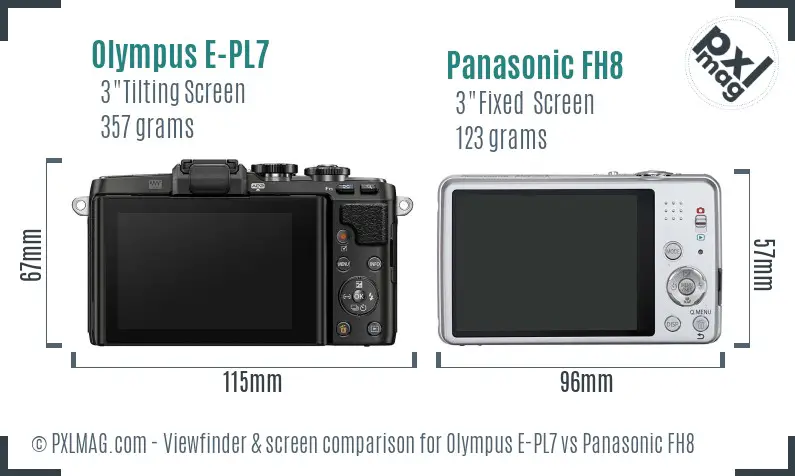 Olympus E-PL7 vs Panasonic FH8 Screen and Viewfinder comparison