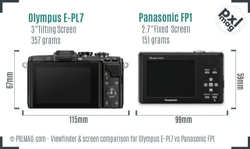 Olympus E-PL7 vs Panasonic FP1 Screen and Viewfinder comparison