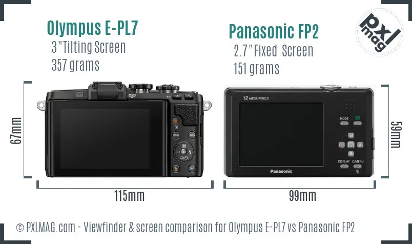 Olympus E-PL7 vs Panasonic FP2 Screen and Viewfinder comparison