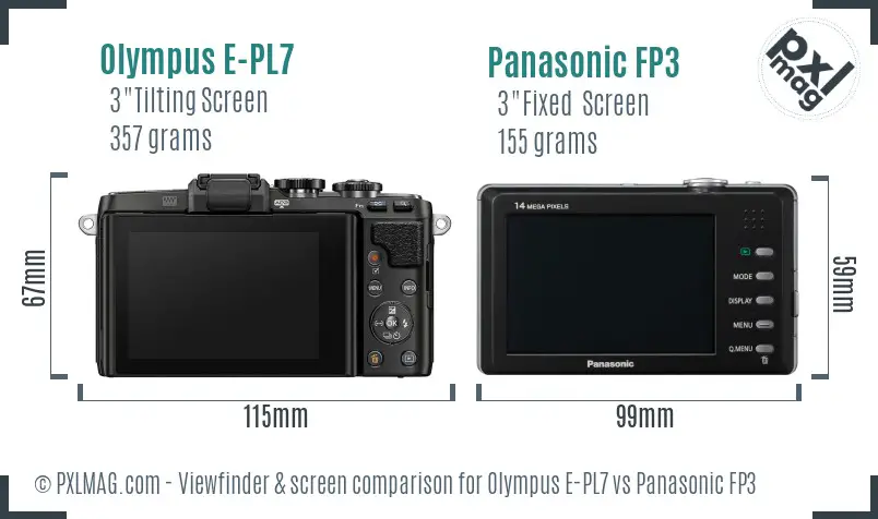 Olympus E-PL7 vs Panasonic FP3 Screen and Viewfinder comparison