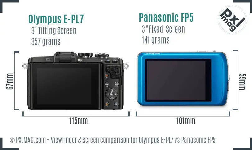 Olympus E-PL7 vs Panasonic FP5 Screen and Viewfinder comparison