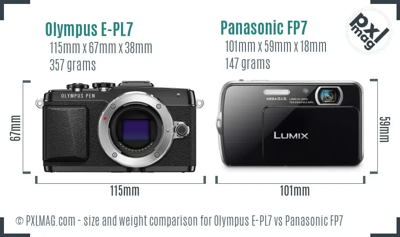 Olympus E-PL7 vs Panasonic FP7 size comparison