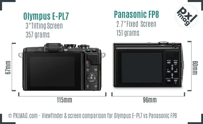 Olympus E-PL7 vs Panasonic FP8 Screen and Viewfinder comparison