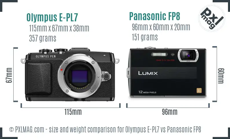 Olympus E-PL7 vs Panasonic FP8 size comparison