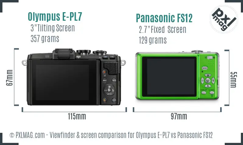 Olympus E-PL7 vs Panasonic FS12 Screen and Viewfinder comparison
