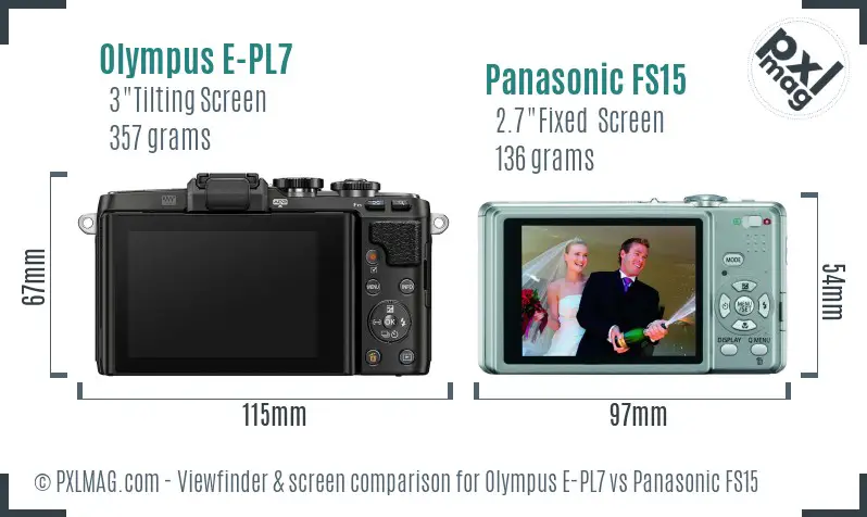 Olympus E-PL7 vs Panasonic FS15 Screen and Viewfinder comparison