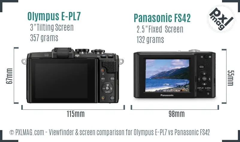 Olympus E-PL7 vs Panasonic FS42 Screen and Viewfinder comparison