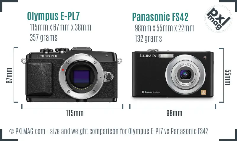 Olympus E-PL7 vs Panasonic FS42 size comparison