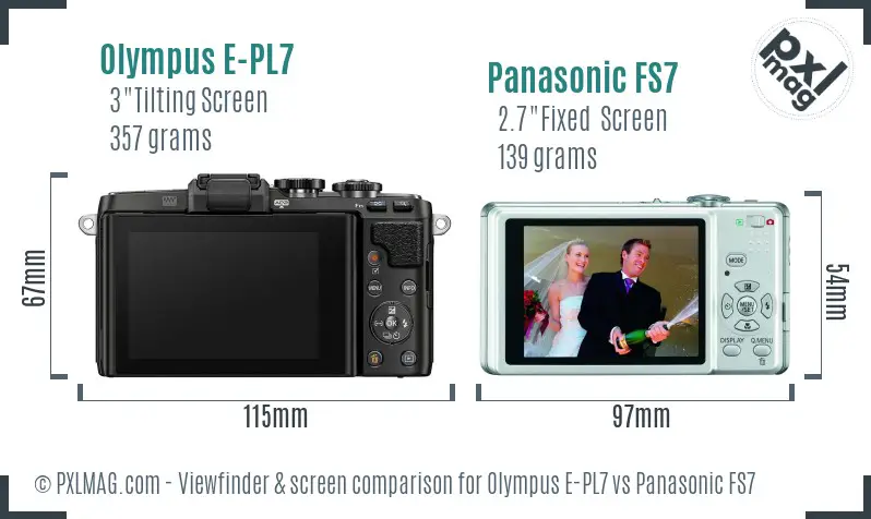 Olympus E-PL7 vs Panasonic FS7 Screen and Viewfinder comparison