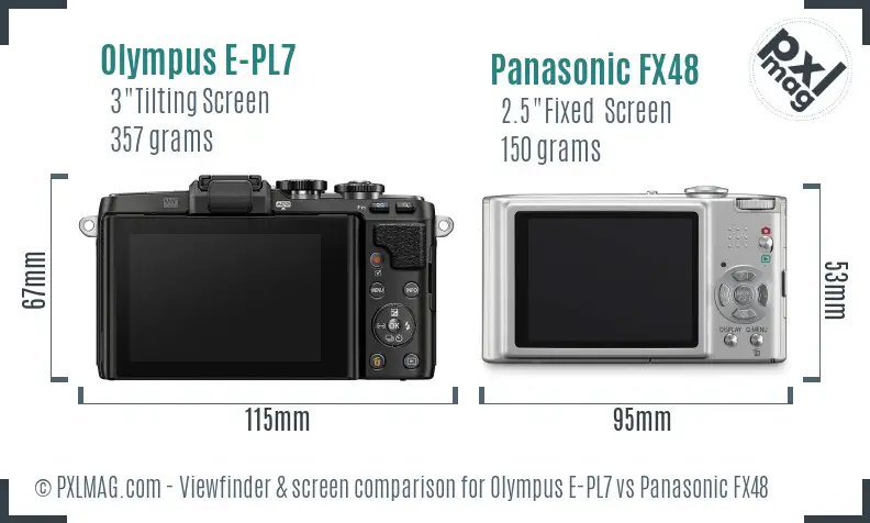Olympus E-PL7 vs Panasonic FX48 Screen and Viewfinder comparison