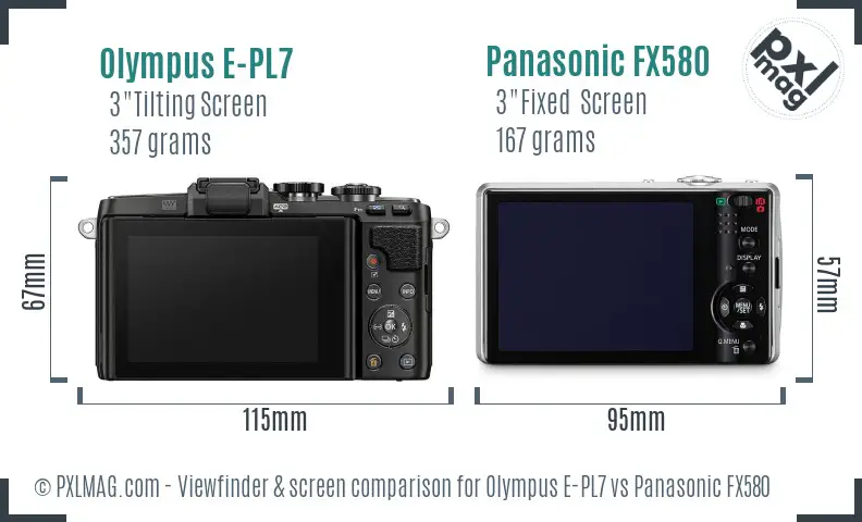 Olympus E-PL7 vs Panasonic FX580 Screen and Viewfinder comparison