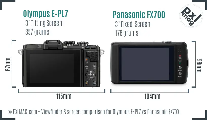 Olympus E-PL7 vs Panasonic FX700 Screen and Viewfinder comparison