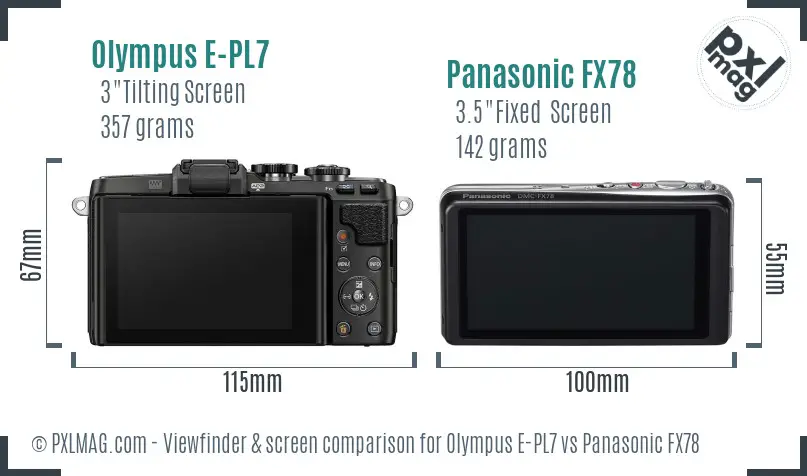 Olympus E-PL7 vs Panasonic FX78 Screen and Viewfinder comparison