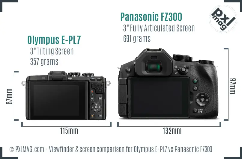 Olympus E-PL7 vs Panasonic FZ300 Screen and Viewfinder comparison