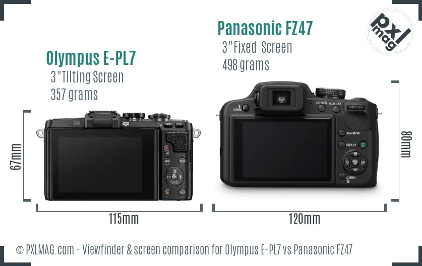Olympus E-PL7 vs Panasonic FZ47 Screen and Viewfinder comparison
