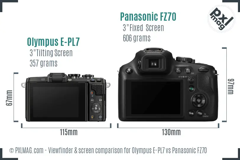 Olympus E-PL7 vs Panasonic FZ70 Screen and Viewfinder comparison