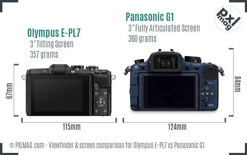 Olympus E-PL7 vs Panasonic G1 Screen and Viewfinder comparison