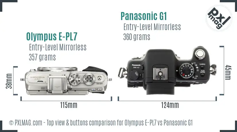 Olympus E-PL7 vs Panasonic G1 top view buttons comparison