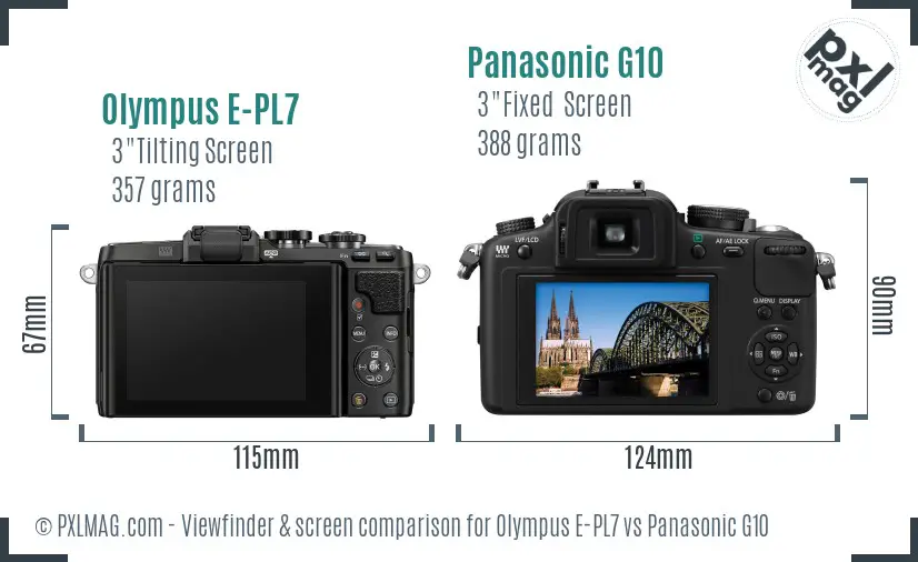 Olympus E-PL7 vs Panasonic G10 Screen and Viewfinder comparison