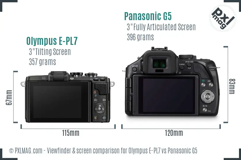 Olympus E-PL7 vs Panasonic G5 Screen and Viewfinder comparison