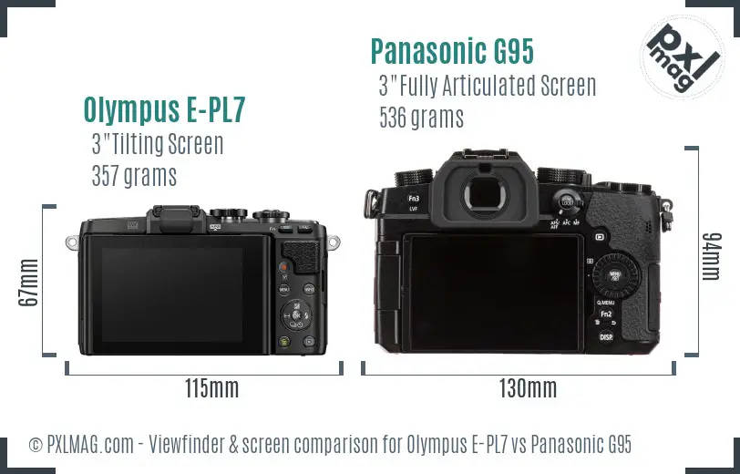 Olympus E-PL7 vs Panasonic G95 Screen and Viewfinder comparison