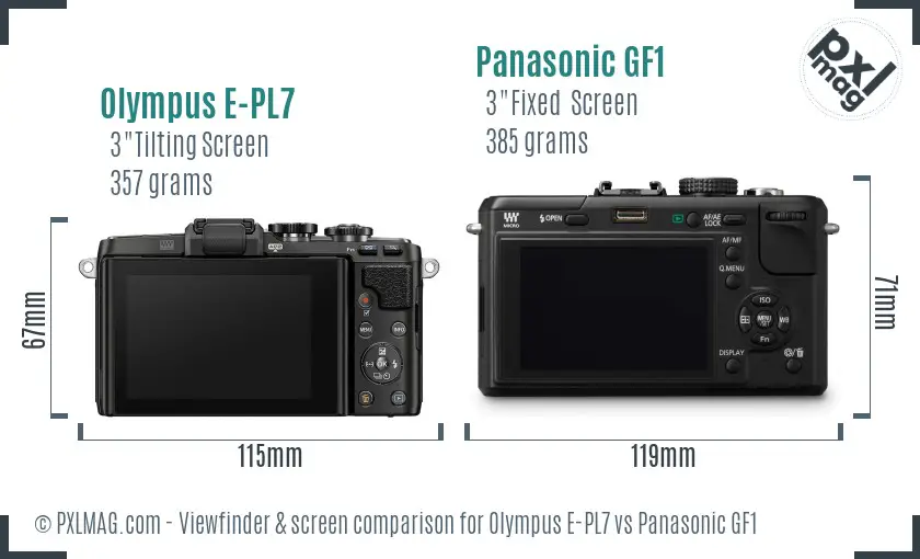 Olympus E-PL7 vs Panasonic GF1 Screen and Viewfinder comparison