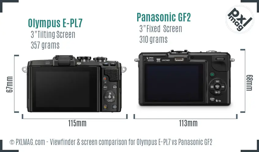 Olympus E-PL7 vs Panasonic GF2 Screen and Viewfinder comparison