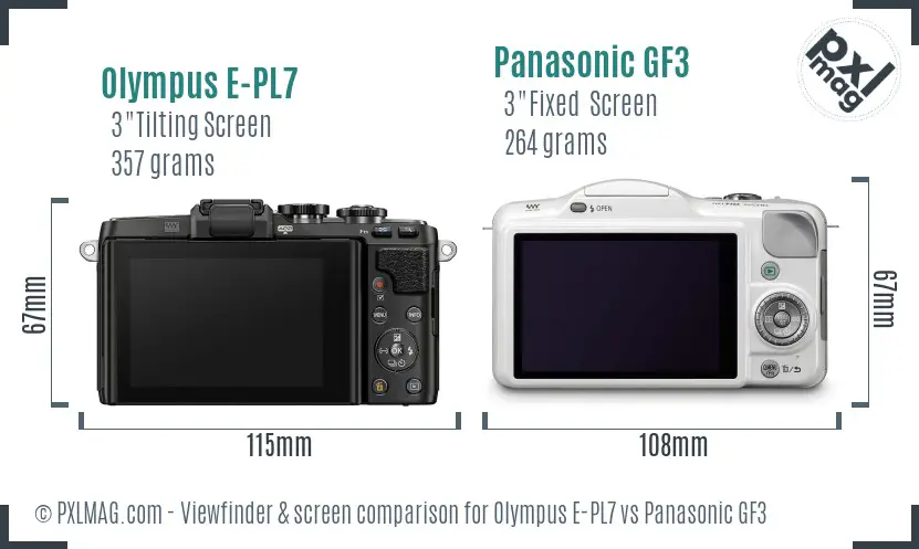 Olympus E-PL7 vs Panasonic GF3 Screen and Viewfinder comparison