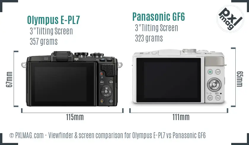 Olympus E-PL7 vs Panasonic GF6 Screen and Viewfinder comparison