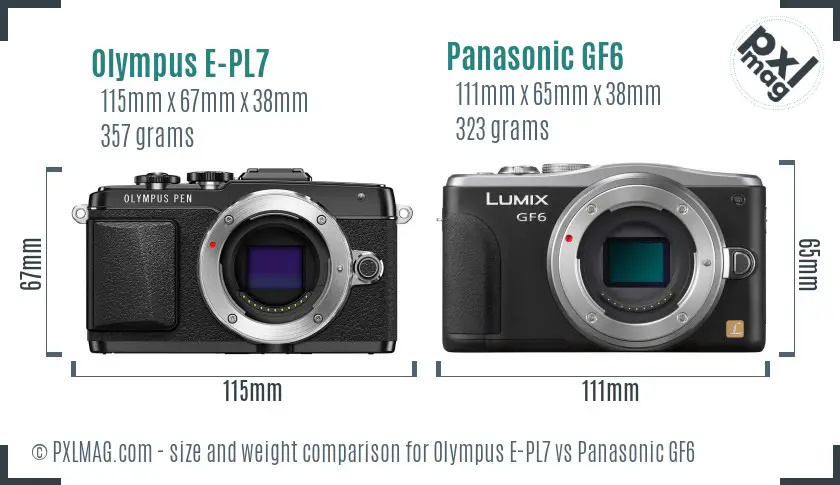 Olympus E-PL7 vs Panasonic GF6 size comparison