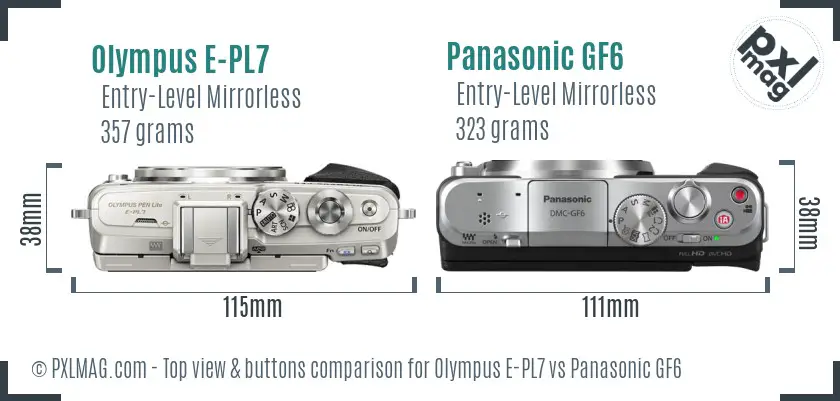 Olympus E-PL7 vs Panasonic GF6 top view buttons comparison