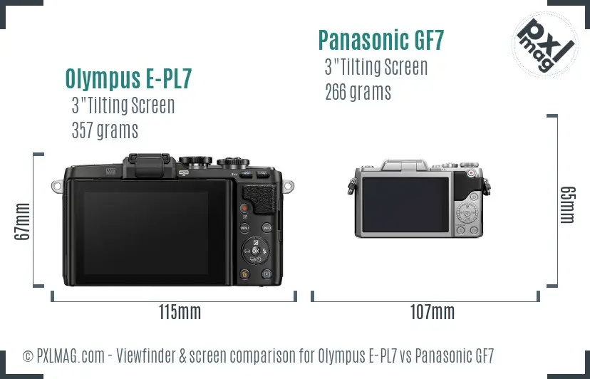 Olympus E-PL7 vs Panasonic GF7 Screen and Viewfinder comparison
