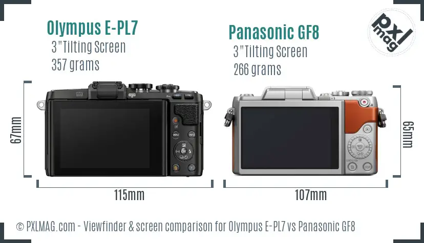 Olympus E-PL7 vs Panasonic GF8 Screen and Viewfinder comparison